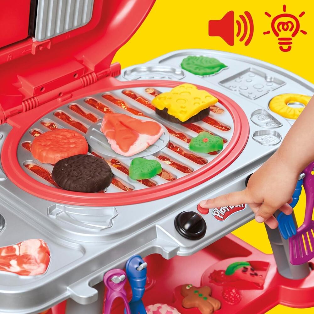Play-Doh Sizzlin' Grill Playset with Lights & Sounds, 17 Accessories, BBQ Toys - Picture 2 of 7